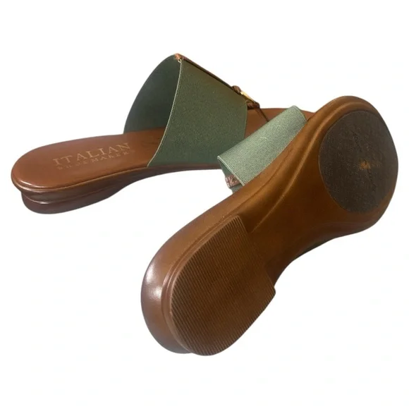 Italian Shoemakers Green and Brown Sandals with Minimalist Design - Picture 5 of 6